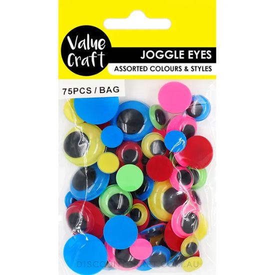 Neon Joggle Eyes 75pk - Assorted Colours