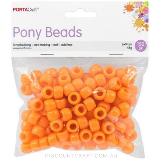 Orange Pony Beads 6x9mm 150pk