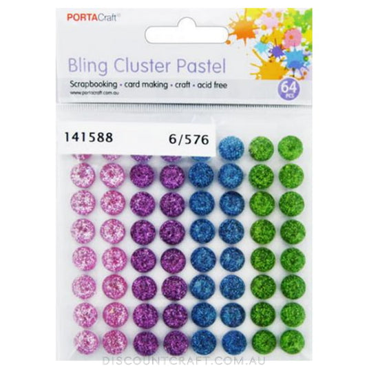 Bling Cluster 10mm 64pc - Pastel