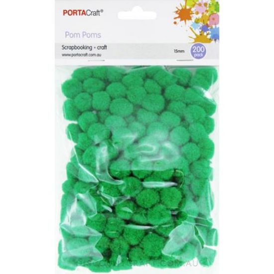 Acrylic Pom Poms 15mm 200pk - Dark Green