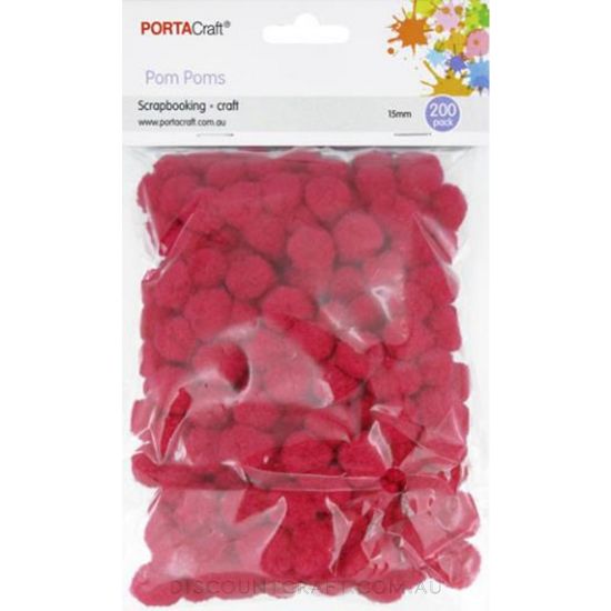 Acrylic Pom Poms 15mm 200pk - Fuchsia
