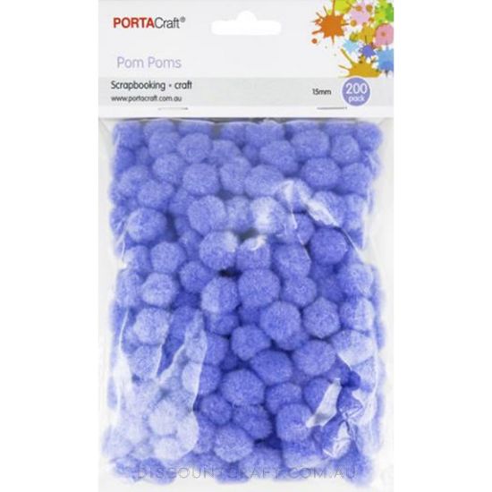 Acrylic Pom Poms 15mm 200pk - Lilac