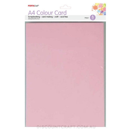 A4 Card 220gsm 6pk - Ballerina Pink