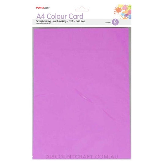 A4 Card 220gsm 6pk - Bright Lilac