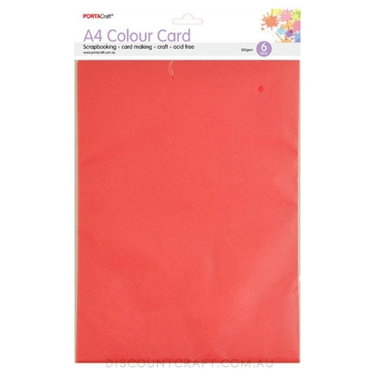 A4 Card 220gsm 6pk - Bright Red
