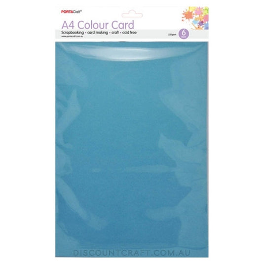 A4 Card 220gsm 6pk - Carolina Blue