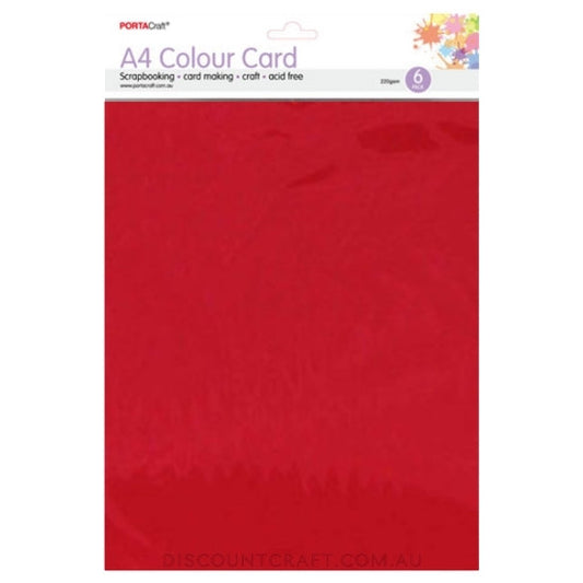 A4 Card 220gsm 6pk - Crimson