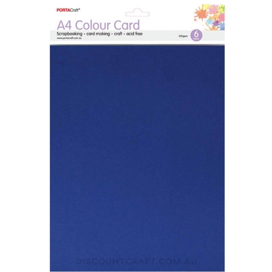 A4 Card 220gsm 6pk - Dark Powder Blue