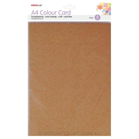 A4 Card 220gsm 6pk - Kraft