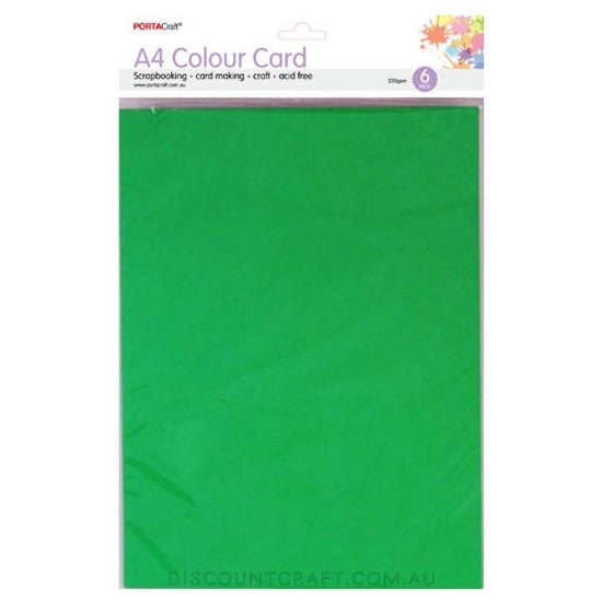 A4 Card 220gsm 6pk - Xmas Green
