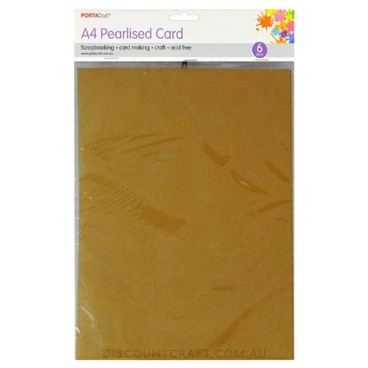 Pearlised Card Heavy Weight A4 250gsm 6pk - Dark Gold