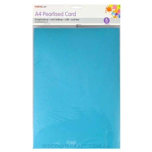 Pearlised Card Heavy Weight A4 250gsm 6pk - Ice Blue