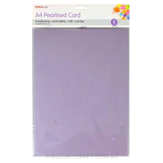 Pearlised Card Heavy Weight A4 250gsm 6pk - Lilac