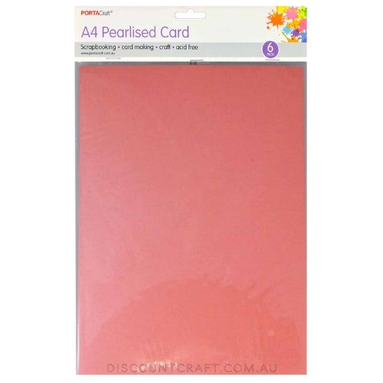 Pearlised Card Heavy Weight A4 250gsm 6pk - Pink