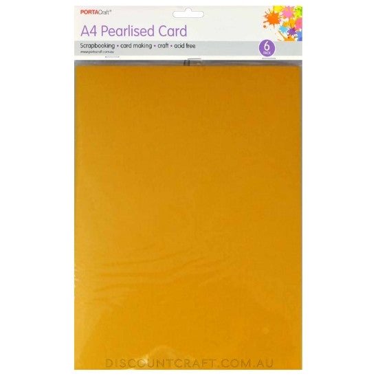 Pearlised Card Heavy Weight A4 250gsm 6pk - Yellow Gold