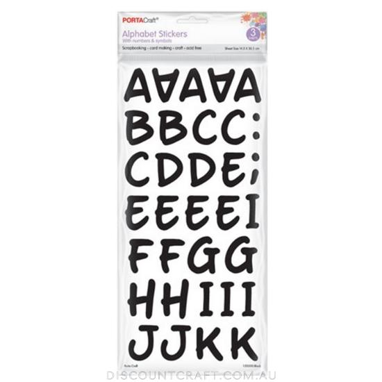 Alphabet Stickers 35mm 3 Sheets - Black