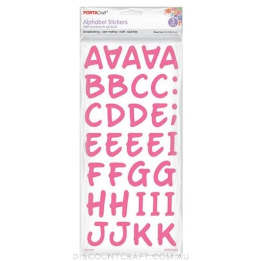 Alphabet Stickers 35mm 3 Sheets - Fuchsia