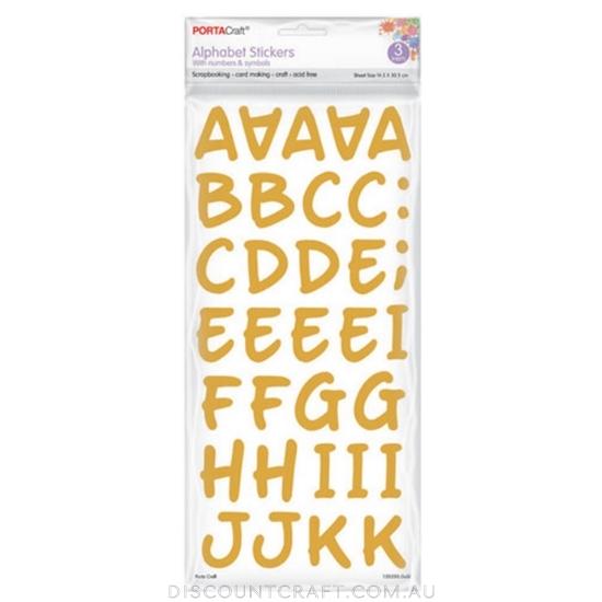 Alphabet Stickers 35mm 3 Sheets - Gold