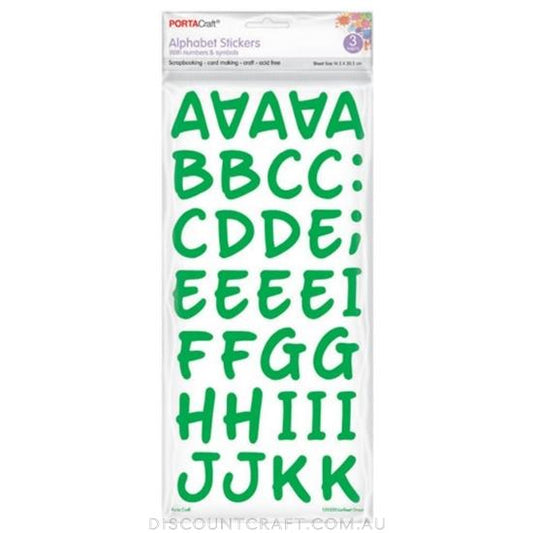 Alphabet Stickers 35mm 3 Sheets - Lorikeet Green