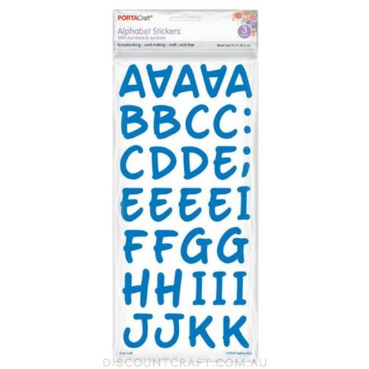 Alphabet Stickers 35mm 3 Sheets - Sapphire Blue