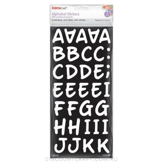 Alphabet Stickers 35mm 3 Sheets - White