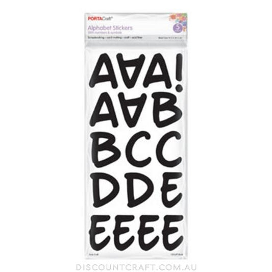 Alphabet Stickers 5.4cm 5 Sheets - Black