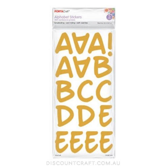 Alphabet Stickers 5.4cm 5 Sheets - Gold