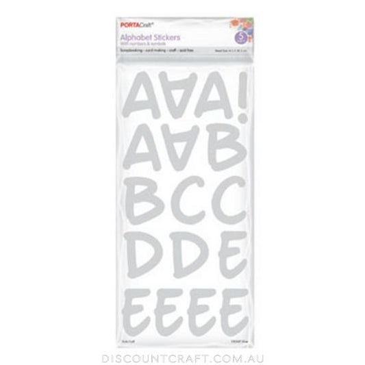 Alphabet Stickers 5.4cm 5 Sheets - Silver