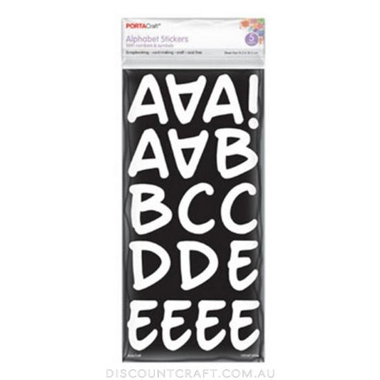 Alphabet Stickers 5.4cm 5 Sheets - White
