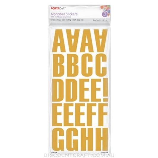 Block Alphabet Stickers 5.4cm 4 Sheets - Gold