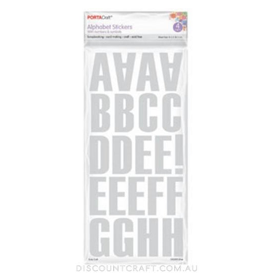 Block Alphabet Stickers 5.4cm 4 Sheets - Silver