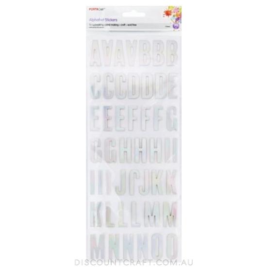Alphabet Chipboard Stickers 99pc 35mm - Iridescent