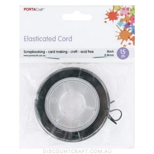 Bead & Jewellery Cord Elasticated  0.8mm 15m Black