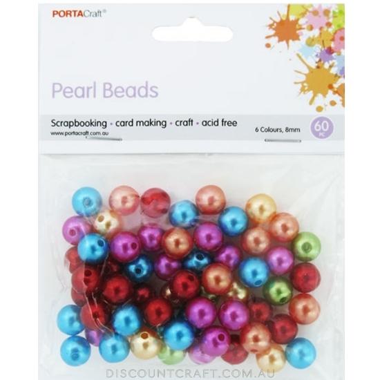 Pearl Beads Round 8mm 60pk - Metallic Assorted