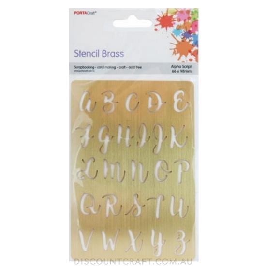 Brass Plated Stencil 66x98mm - Alphabet Script