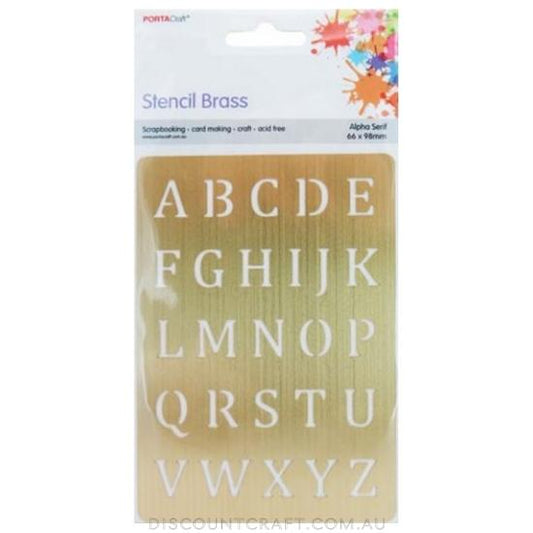 Brass Plated Stencil 66x98mm - Alphabet Serif