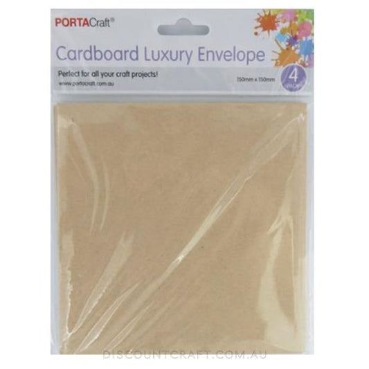 Luxury Cardboard Envelopes 150x150mm Kraft 4pk