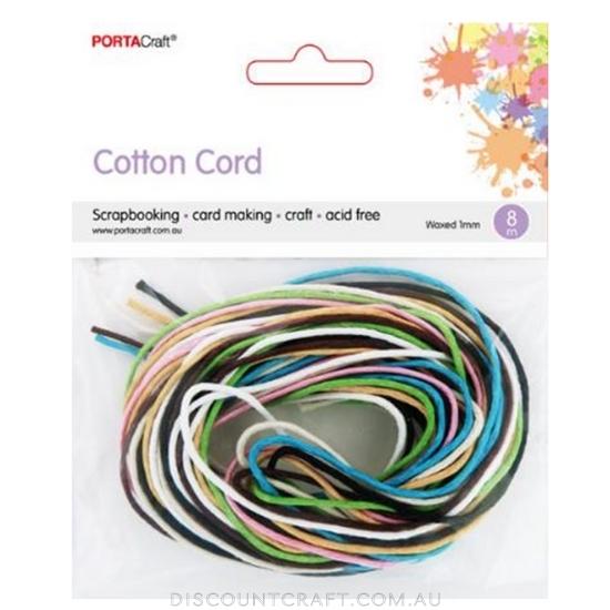Cotton Cord Waxed 1mm 8m - Multi Colour