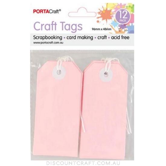 Craft Tag with String 96x48mm 220gsm 12pk - Ballerina Pink