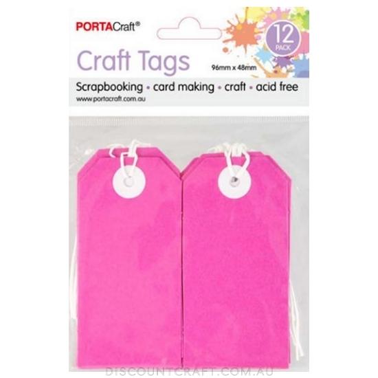 Craft Tag with String 96x48mm 220gsm 12pk - Fandango Pink