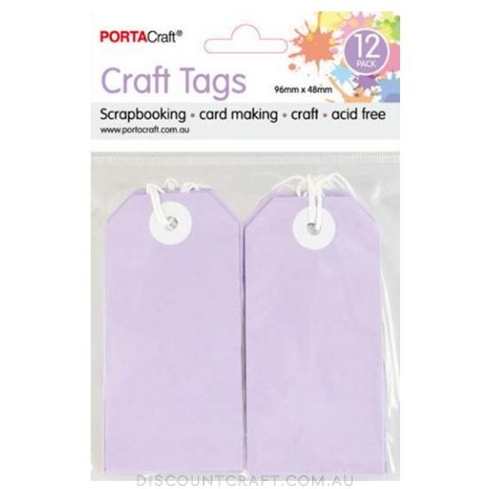 Craft Tag with String 96x48mm 220gsm 12pk - Lilac - Discount Craft