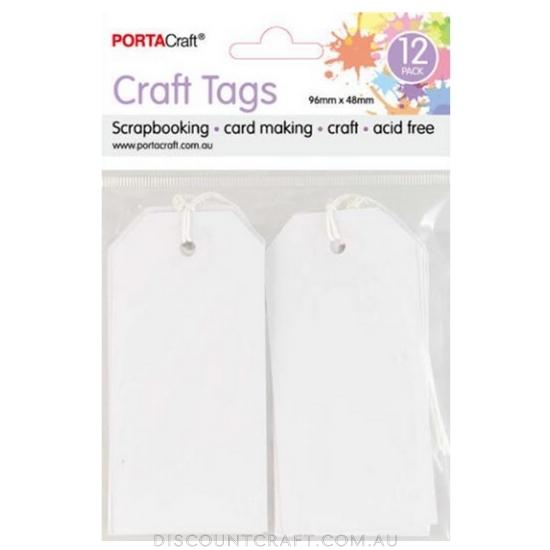 Craft Tag with String 96x48mm 220gsm 12pk - White