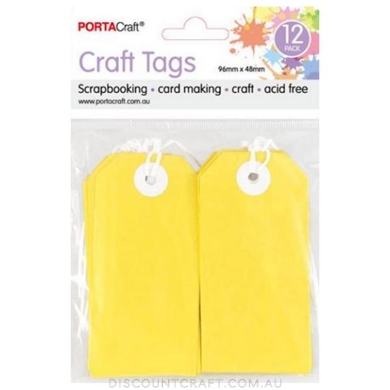 Craft Tag with String 96x48mm 220gsm 12pk - Primrose Yellow