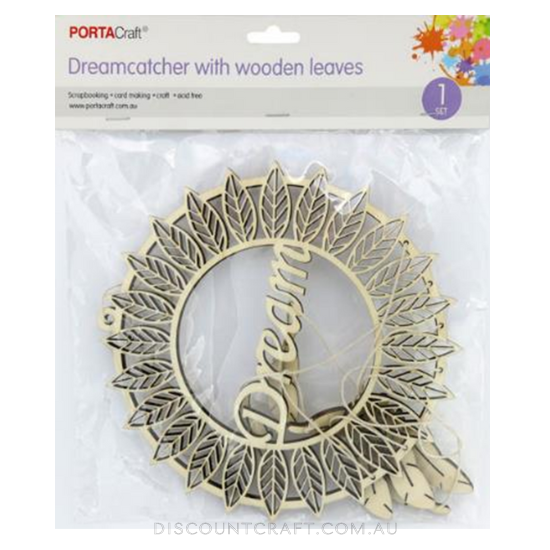 Wooden Dream Catcher 21cm with Leaves