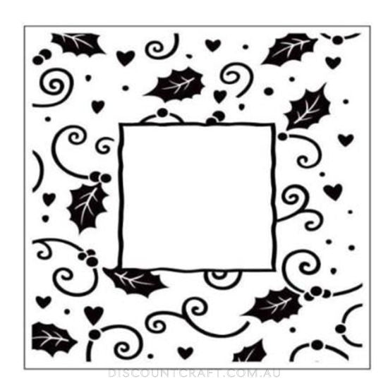 Embossing Folder Square - Christmas Holly Frame