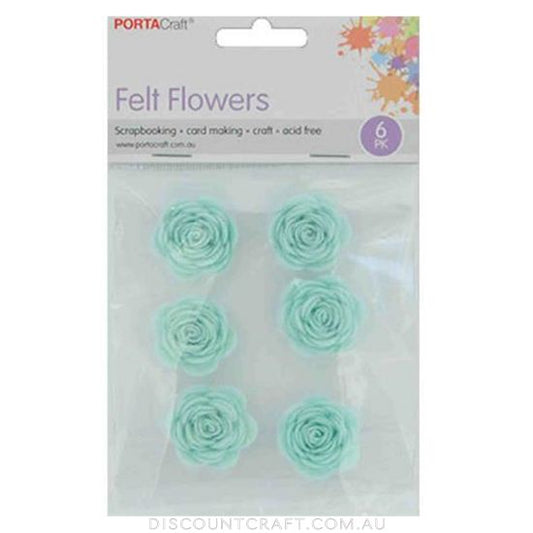 Felt Flowers 30mm 6pk - Aqua