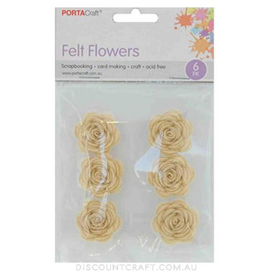 Felt Flowers 30mm 6pk - Cream