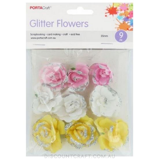 Flowers Glitter 35mm 9pk