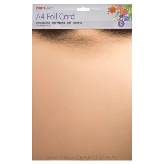 A4 Foil Card 230gsm 8pk- Rose Gold
