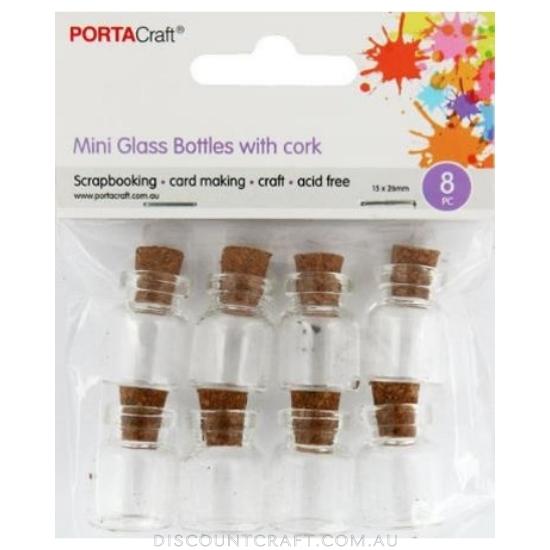 Glass Jars 15x26mm 8pk with Cork Stoppers